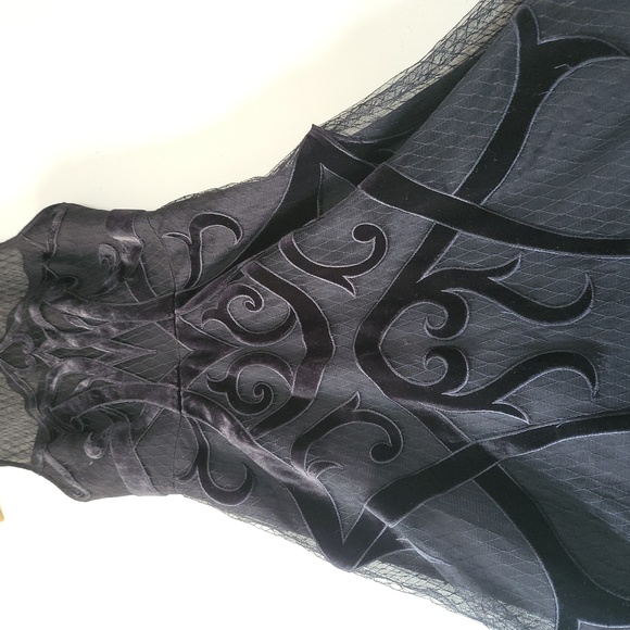 BCBGMaxazria velvet tulle Midi dress sz-0 nwt - Picture 4 of 10